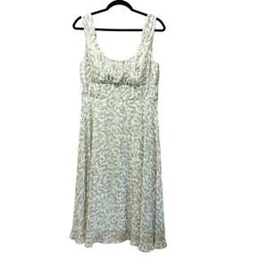 Connected Apparel Green Floral Fit & Flare Sweetheart Knee Length Dress Size 14
